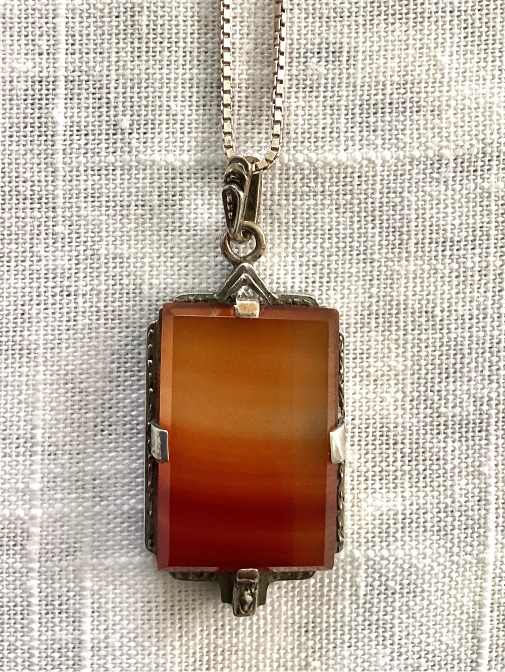 Vintage Czech faceted glass & sterling necklace